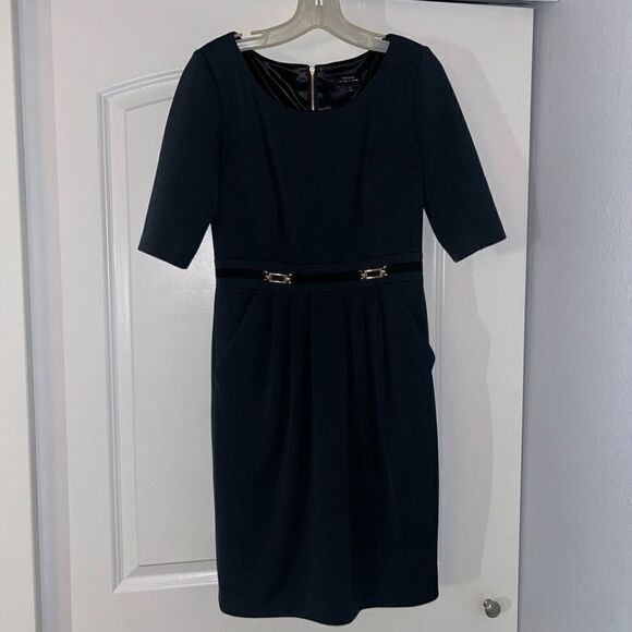 Tahari Arthur S. Levine Navy Blue Dress 4 - Picture 1 of 5
